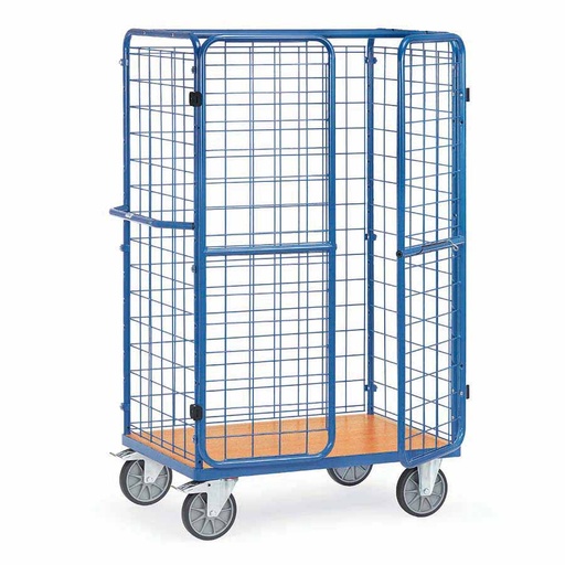 [039306] Carro de acero para picking con paredes de malla y puertas -  Dim. plataforma 1.000 x 700 mm - Azul ral 5007