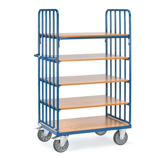 [039341] Carro para picking con paredes tubulares y 4 estantes - Dim. plataforma: 1000x600 mm - Azul ral 5007