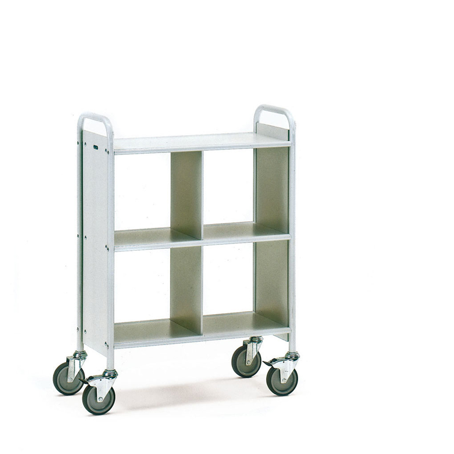 [039357] Carro para oficina de acero con 3 estantes y divisor - Dim. plataforma 720 x 350 mm - Gris ral 7035