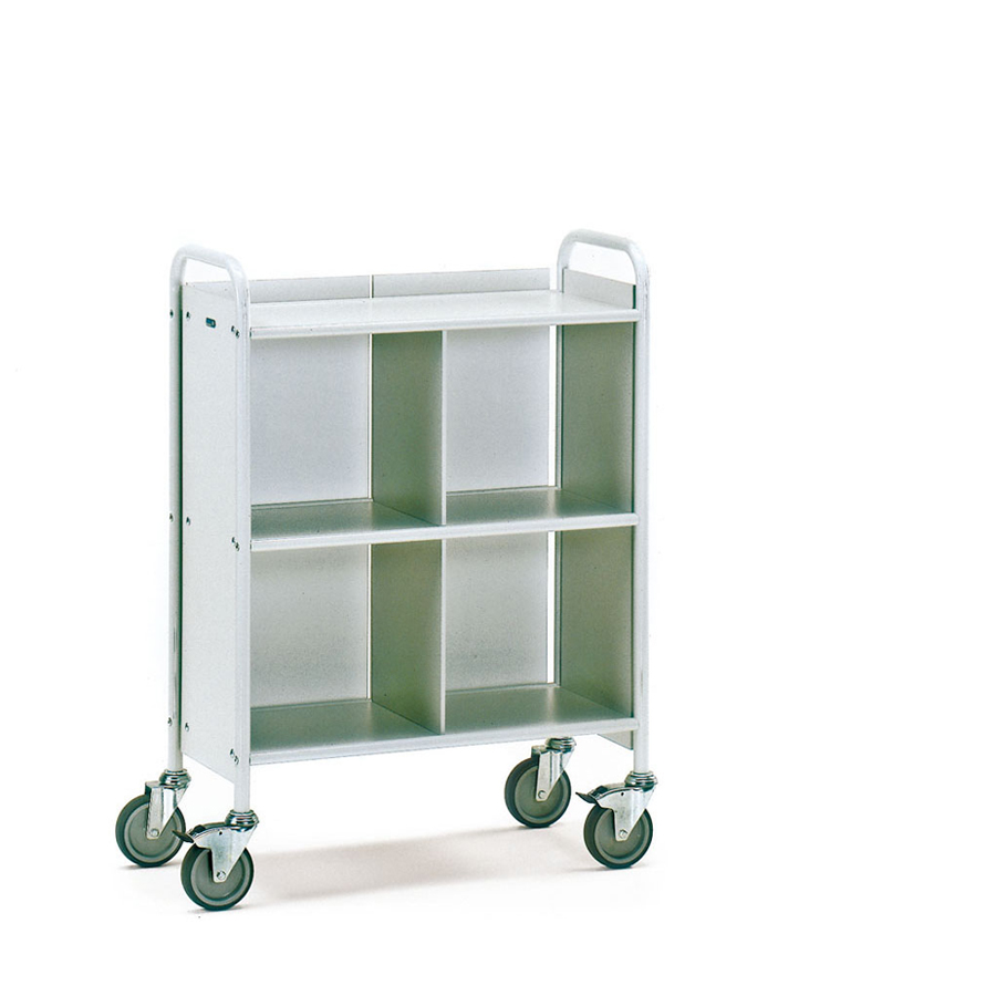 [039358] Carro para oficina de acero con 3 estantes, divisor y pared posterior - Dim. plataforma 720 x 350 mm - Gris ral 7035