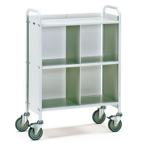 [039358] Carro para oficina de acero con 3 estantes, divisor y pared posterior - Dim. plataforma 720 x 350 mm - Gris ral 7035