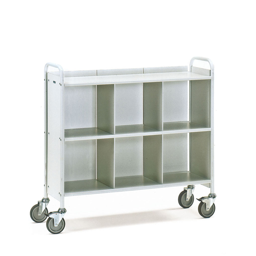 [039359] Carro para oficina de acero con 3 estantes, divisor y pared posterior - Dim. plataforma 1080 x 350 mm - Gris ral 7035