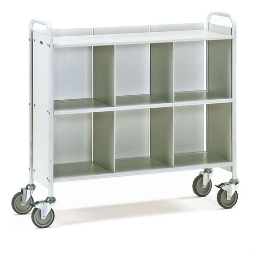 [039359] Carro para oficina de acero con 3 estantes, divisor y pared posterior - Dim. plataforma 1080 x 350 mm - Gris ral 7035