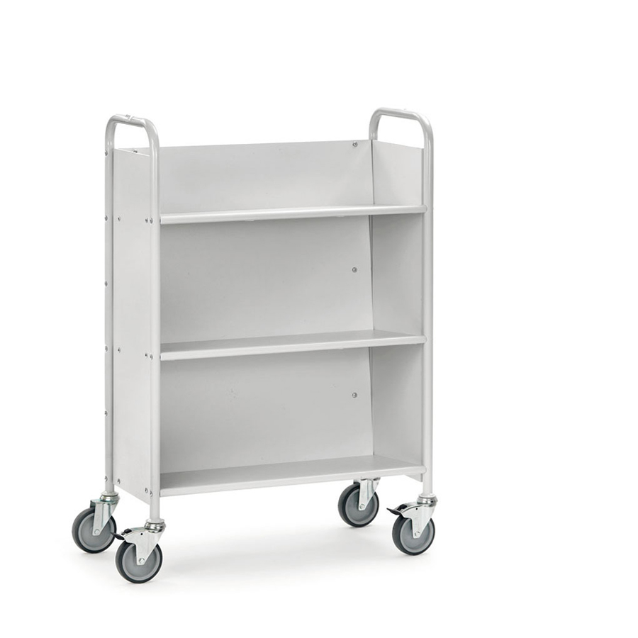 [039360] Carro para oficina de acero con 3 estantes y pared posterior - Dim. plataforma 770 x 320 mm - Gris ral 7035