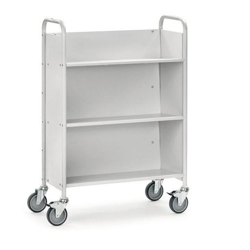 [039360] Carro para oficina de acero con 3 estantes y pared posterior - Dim. plataforma 770 x 320 mm - Gris ral 7035