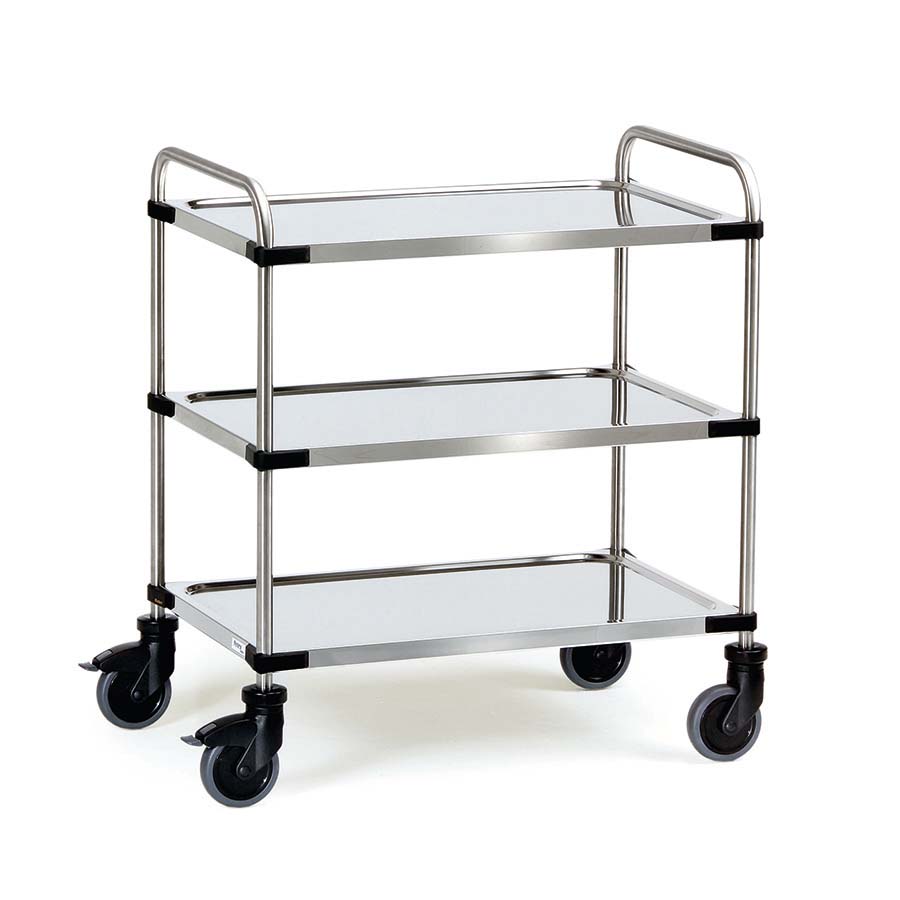 [039362] Carro para colectividades de acero inoxidable con 3 estantes -  Dim. plataforma 1.000 x 500 mm - Acero inoxidable EN 1.4301 / AISI 304.