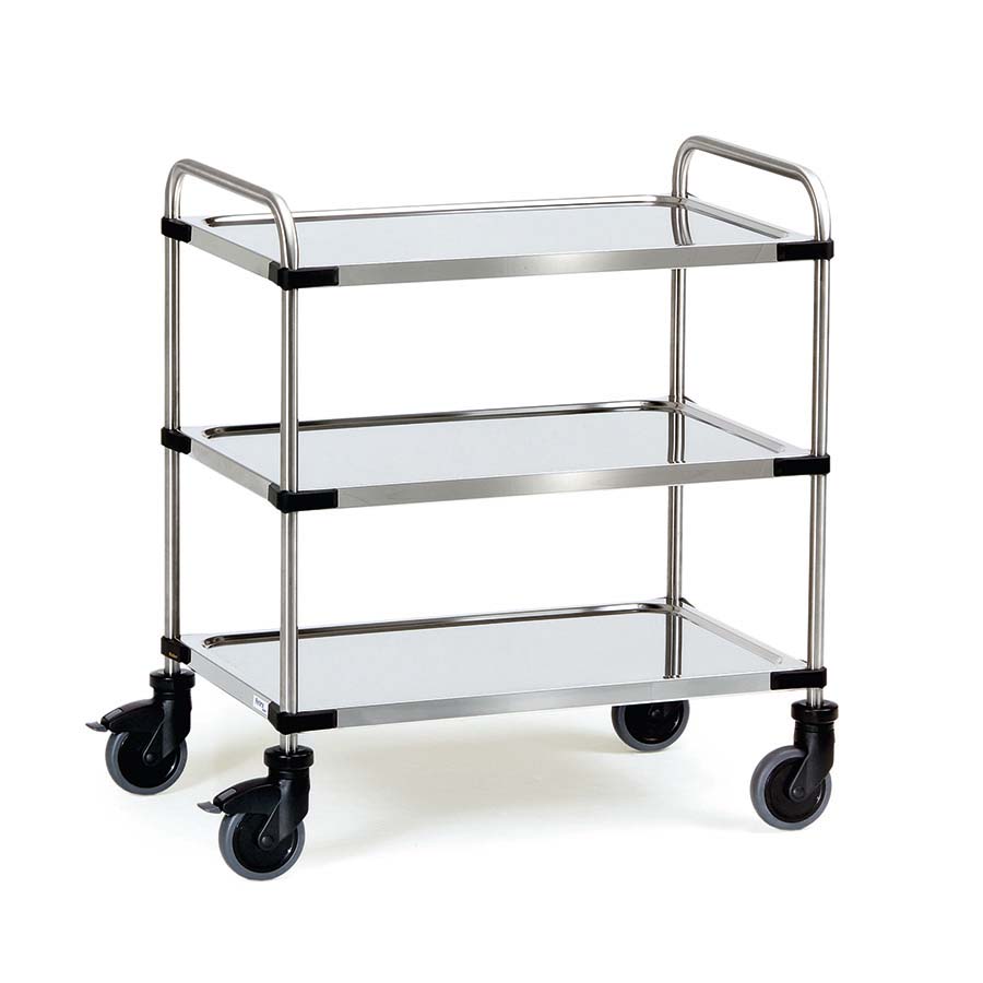 [039363] Carro para colectividades de acero inoxidable con 3 estantes -  Dim. plataforma 1.000 x 600 mm - Acero inoxidable EN 1.4301 / AISI 304.