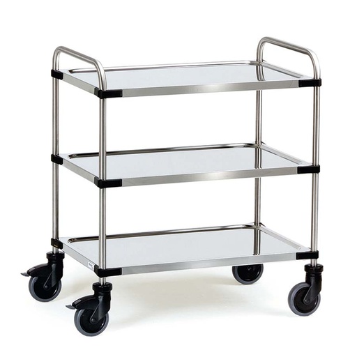 [039363] Carro para colectividades de acero inoxidable con 3 estantes -  Dim. plataforma 1.000 x 600 mm - Acero inoxidable EN 1.4301 / AISI 304.