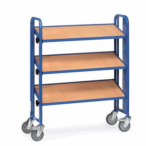 [039448] Carro porta cajas Eurobox con estante de madera (sin cajas) - Dim. plataforma 900 x 315 mm - Azul ral 5007