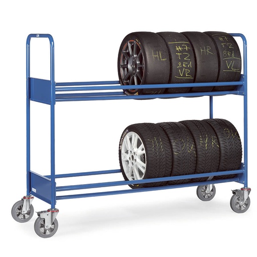 [039488] Carro para transporte de ruedas y neumáticos - Dim. plataforma 1.860 x 620 mm - Azul ral 5007