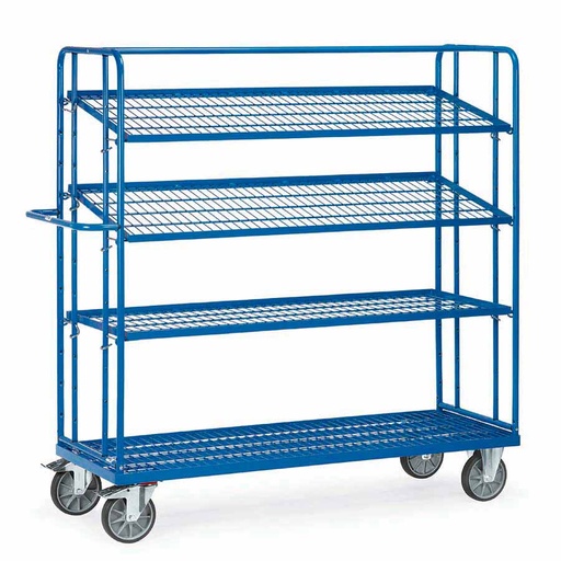 [039584] Carro porta cajas Eurobox con estantes de malla (sin cajas) - Dim. plataforma 1650 x 610 mm - Azul ral 5007