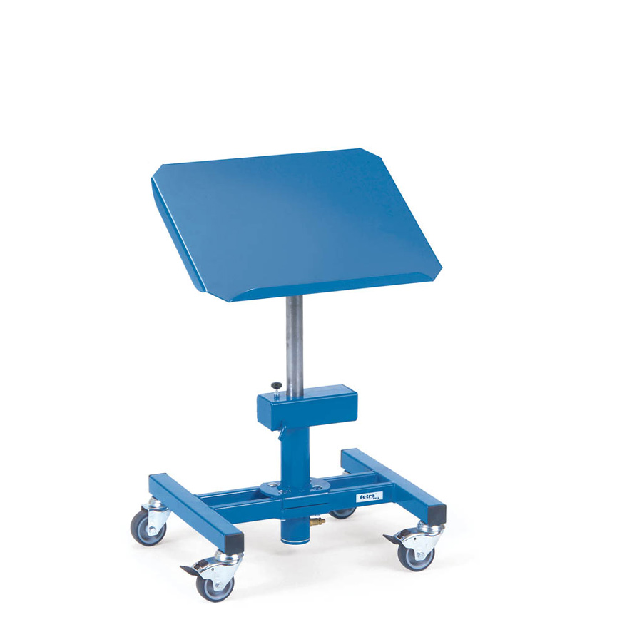 [039609] Transportador y posicionador de material en altura con ruedas - Dim. plataforma 510 x 410 mm - Azul Ral 5007