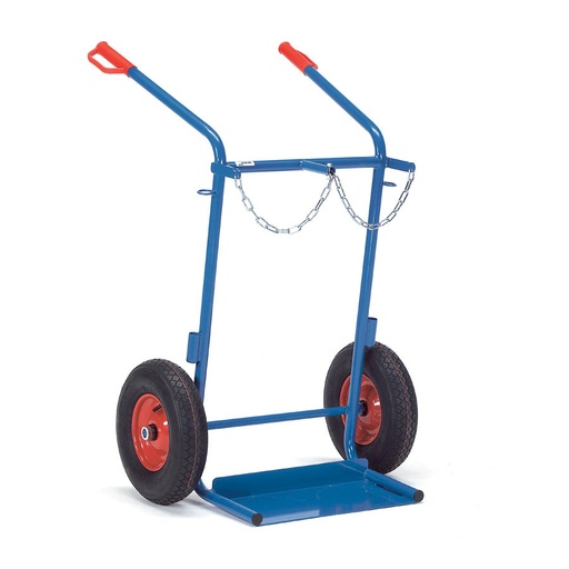 [039618] Carretilla de mano para botellas de gas - Capacidad 2 x 40-50 litros - Azul ral 5007
