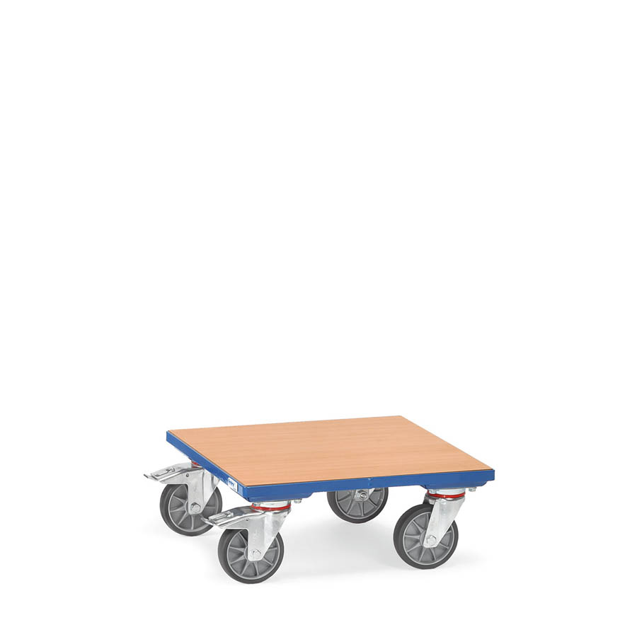 [039648] Base rodante para cajas con plataforma de madera - Dim. plataforma 500 x 500 x 199h mm - Azul Ral 5007