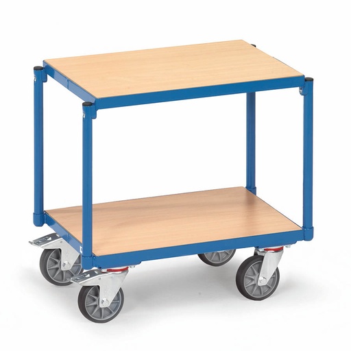 [039654] Base rodante para cajas con plataforma de madera y estante - Dim. plataforma 610 x 410 mm - Azul Ral 5007
