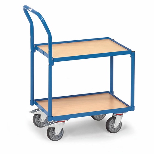 [039660] Base rodante con plataforma de madera y tirador - Dim. plataforma 610 x 410 mm - Azul Ral 5007