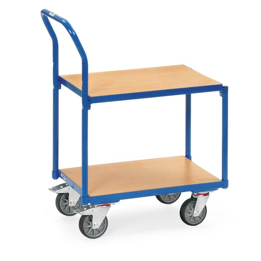 [039661] Base rodante con plataforma de madera y tirador - Dim. plataforma 610x410 mm - Azul Ral 5007