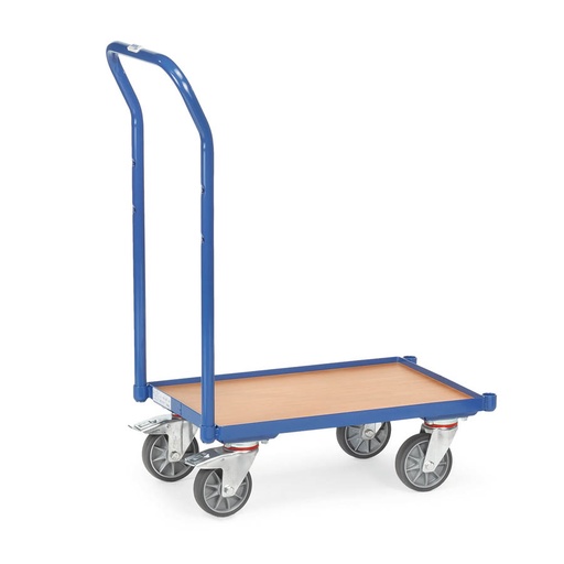 [039664] Base rodante con plataforma de madera y tirador - Dim. plataforma 610 x 410 mm - Azul Ral 5007