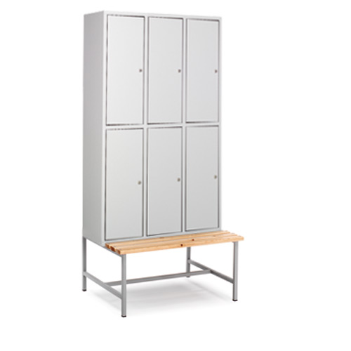 [039813] Taquilla metálica para vestuario con banco incorporado y 6 puertas - Dim.: 1188x740x2083h mm - Gris ral 7035