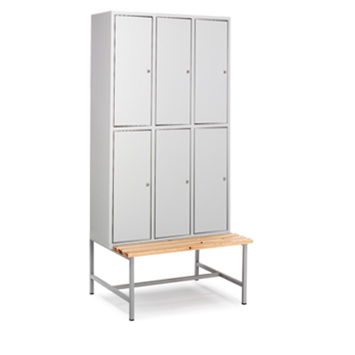 [039813] Taquilla metálica para vestuario con banco incorporado y 6 puertas - Dim.: 1188x740x2083h mm - Gris ral 7035