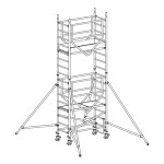 Andamio de aluminio con estabilizadores y 2 plataformas FHFB-49853