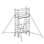 Andamio de aluminio con estabilizadores y 2 plataformas FHFF-49879
