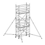 Andamio de aluminio con estabilizadores y 2 plataformas FHFF-49880