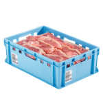 Caja de plástico EuroBox plegable y apilable. Contenedor azul con tapa  60x40x32cm 65L - Cablematic