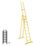 Escalera de fibra transformable tres tramos plegable FGFH-46360