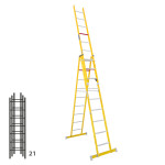 Escalera de fibra transformable tres tramos plegable FGFH-46362