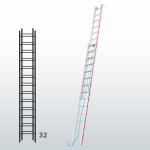Escalera manual de dos tramos con cuerda FGCF-15847