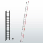 Escalera manual de dos tramos con cuerda FGCF-45801