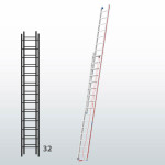 Escalera manual de dos tramos con cuerda FGCF-45802