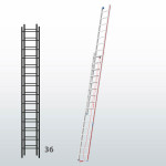 Escalera manual de dos tramos con cuerda FGCF-45803