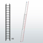 Escalera manual de dos tramos con cuerda FGCF-45804