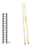 Escalera de fibra apoyable de dos tramos con cuerda FGCH-46305