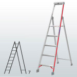 Escalera manual de tijera con plataforma FGDB-12940