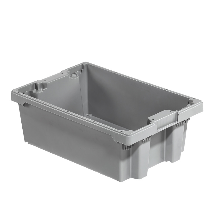 Caja de plástico EuroBox plegable y apilable. Contenedor azul con tapa  60x40x32cm 65L 5-pack - Cablematic