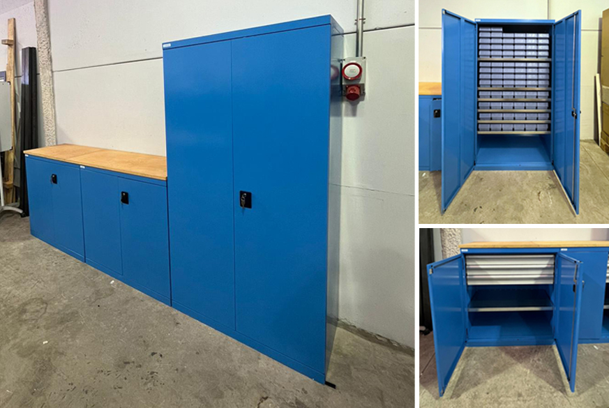 Armarios metálicos con encimera