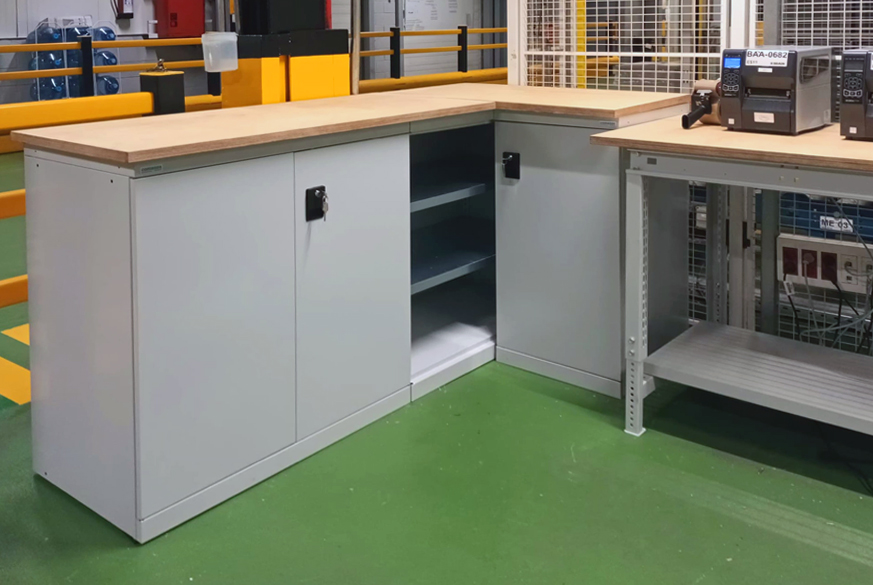 Armarios metálicos con encimera