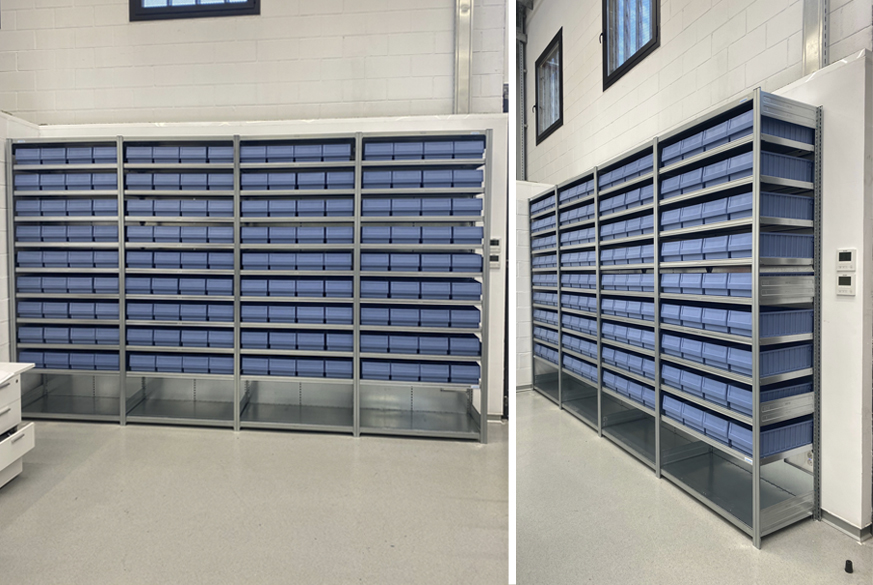 Estanterías con cajas