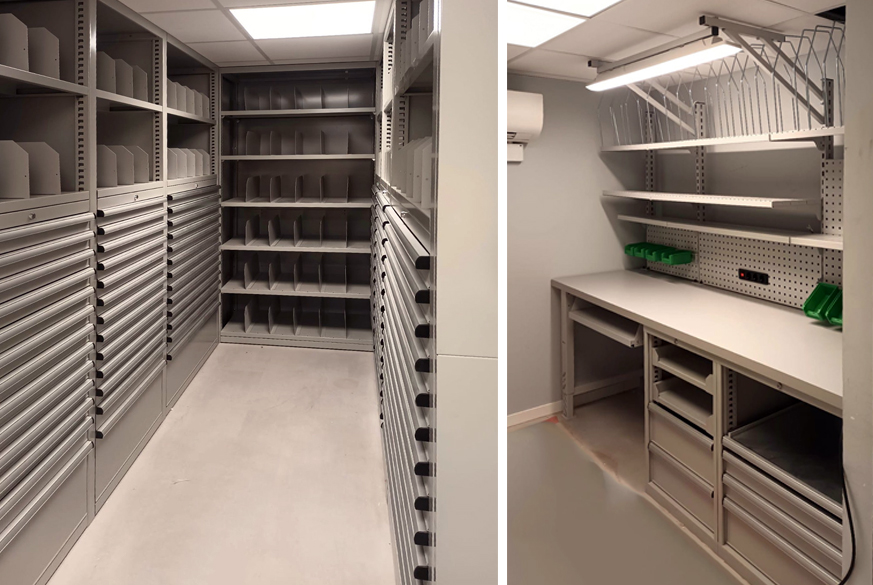 Estanterías con cajones