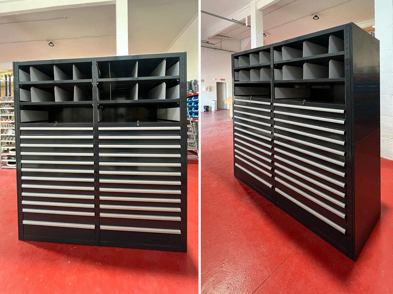 Estanterías con cajones