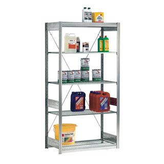 Almacenamiento / Estanterías / Industriales / Con estantes de rejilla y cubeto