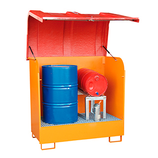 Seguridad y medio ambiente / Cubetos de retención / Para barriles y bidones / Cerrados Con Paredes Y Tapa