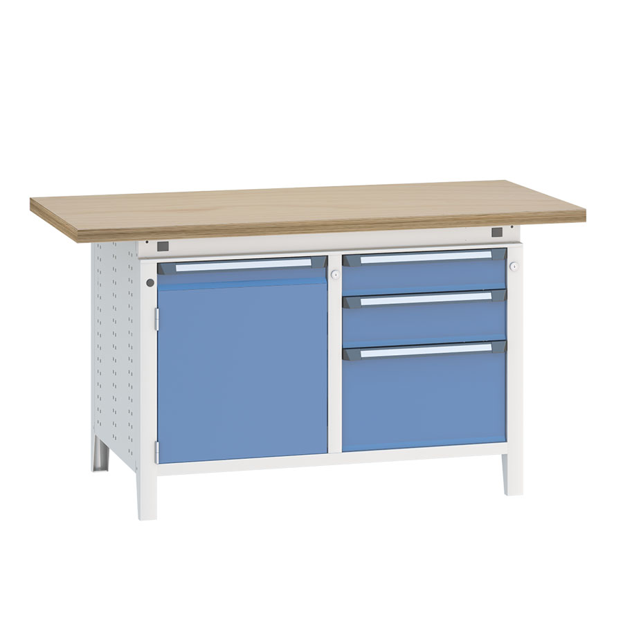 [040508] Banco de trabajo serie Funcion - Dim.: 1524x750x850h mm - Azul ral 5012 + gris ral 7035