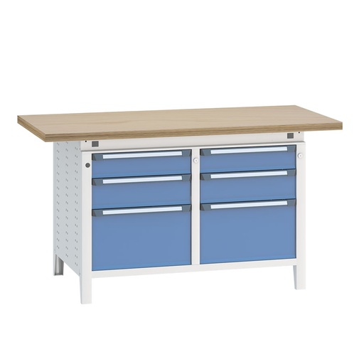 [040510] Banco de trabajo serie Funcion - Dim.: 1524x750x850h mm - Azul ral 5012 + gris ral 7035