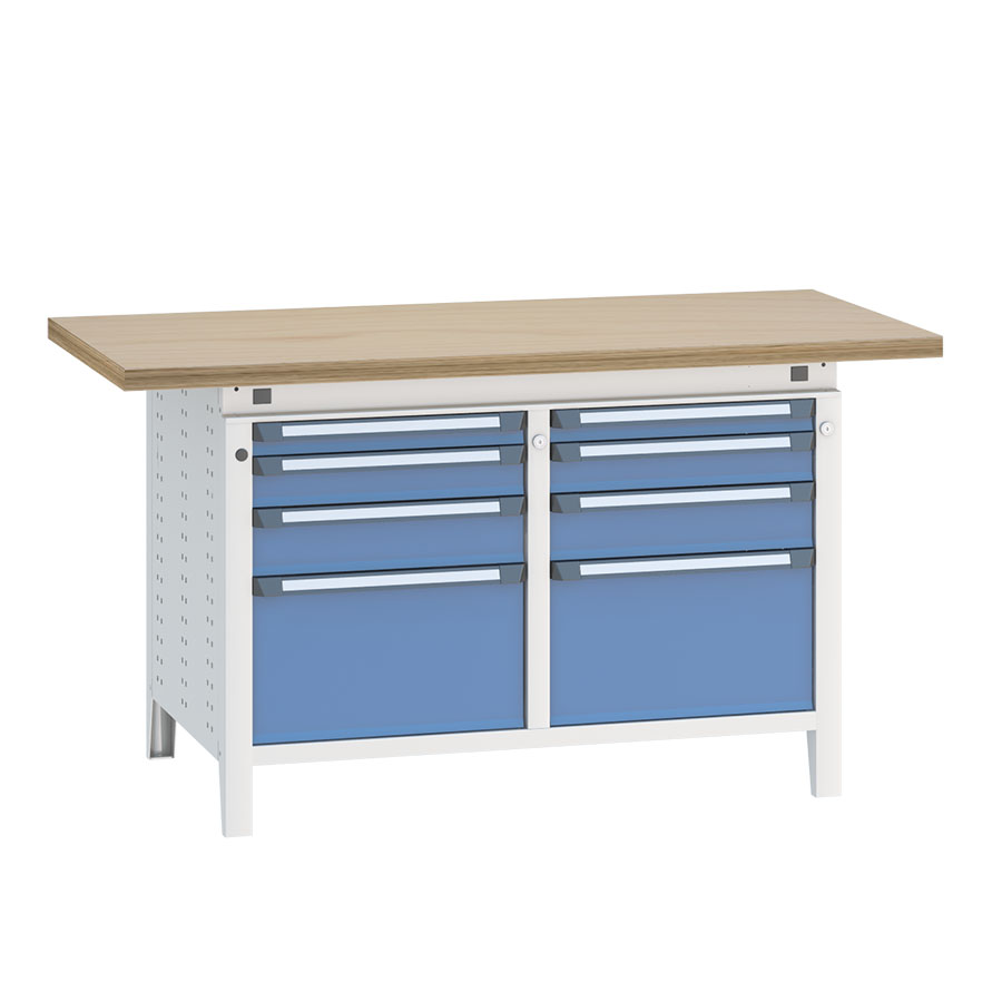 [040511] Banco de trabajo serie Funcion - Dim.: 1524x750x850h mm - Azul ral 5012 + gris ral 7035
