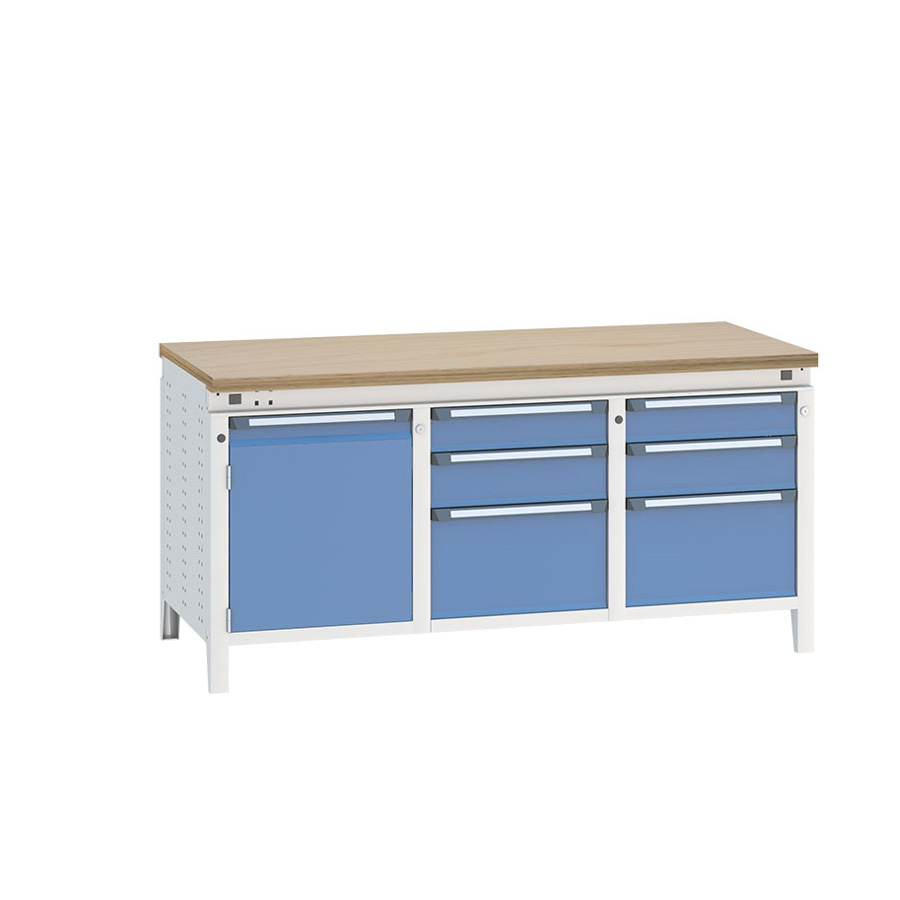 [040531] Banco de trabajo serie Funcion - Dim.: 1697x750x850h mm - Azul ral 5012 + gris ral 7035