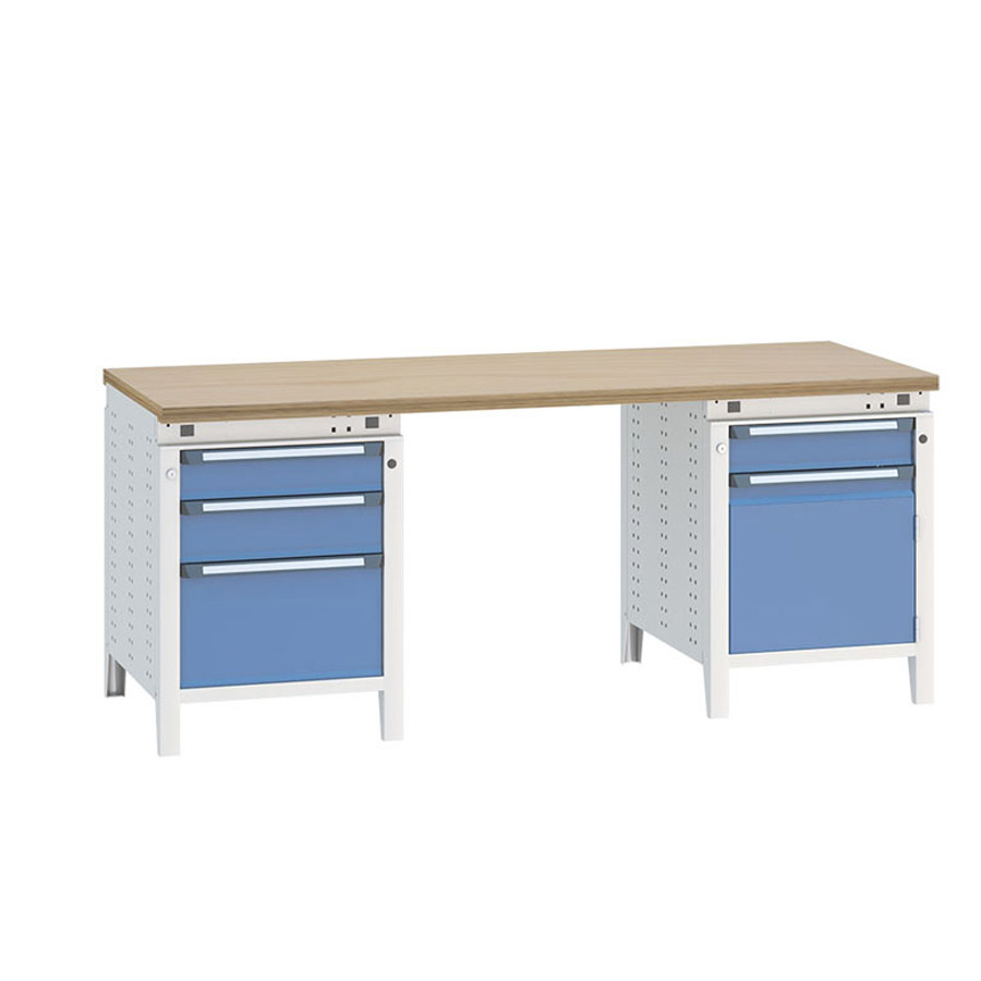 [040534] Banco de trabajo serie Funcion - Dim.: 2004x750x850h mm - Azul ral 5012 + gris ral 7035